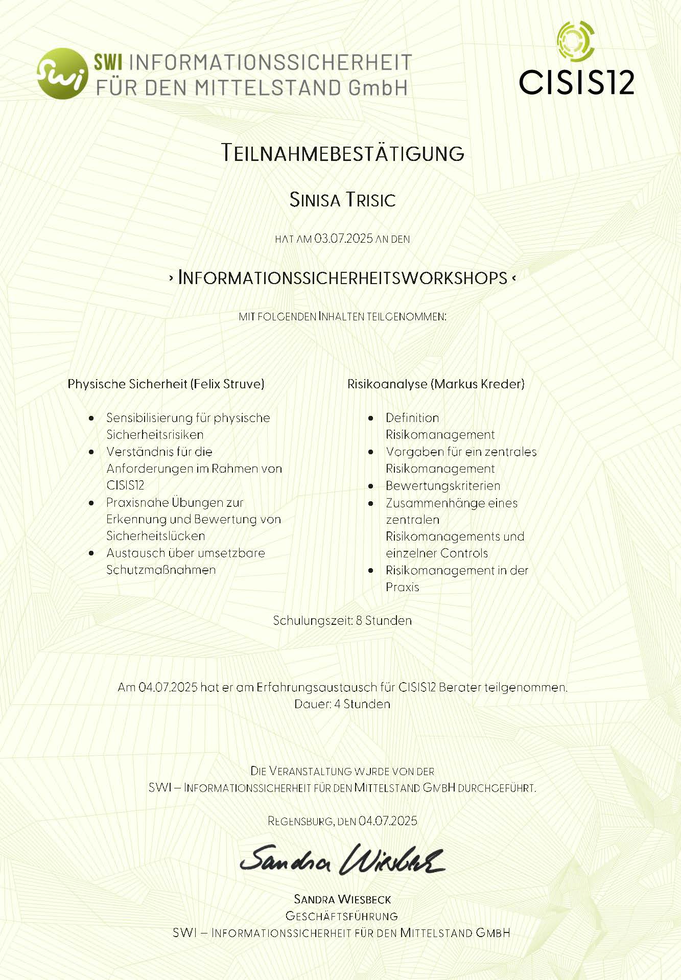 Teilnahmebestätigung_CISIS12-Tage-2025_Trisic
